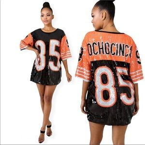 Chad ochocinco 85 sequin jersey dress mini dress
